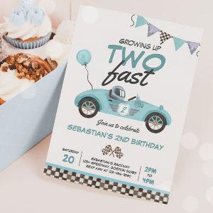 Growing Up Two Fast Blue Race Car 2nd Birthday
