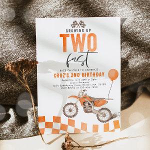 Growing Up Two Fast Orange Dirt Bike Boy Birthday