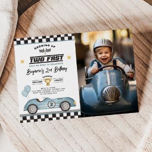Growing Up Two Fast Retro Race Car Birthday Photo