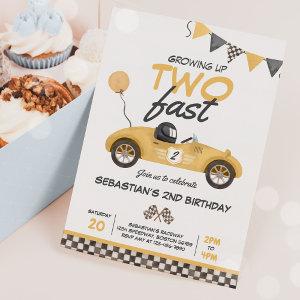 Growing Up Two Fast Yellow Race Car 2nd Birthday