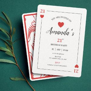 Hearts Playing Card 21st Birthday