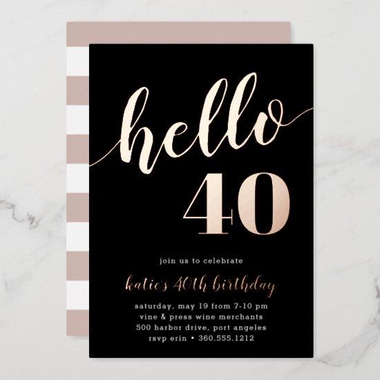 Hello 40 | Milestone Birthday Party Foil
