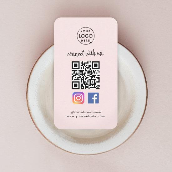 Instagram Facebook QR Code | Social Media Pink Business Card
