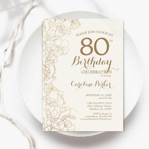 Ivory Gold Floral 80th Birthday Party