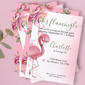 Lets Flamingle Tropical Pink Flamingo Birthday