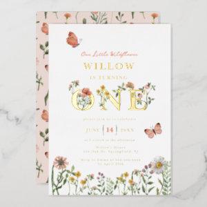 Little Wildflower 1st Birthday Gold  Foil