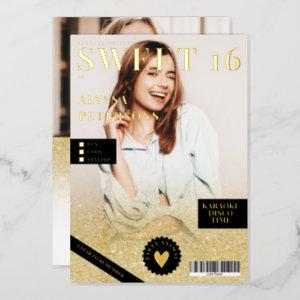 Magazine cover 2 photo gold glitter ombre Sweet 16 Foil
