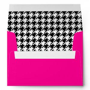 Modern Hot Pink Barbiecore Houndstooth Party Envelope