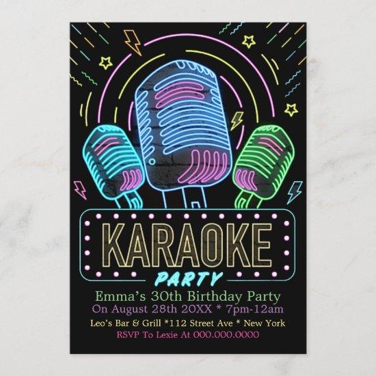 Neon Karaoke Birthday Party
