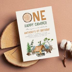 One Happy Camper Watercolor Woodland 1st Birthday