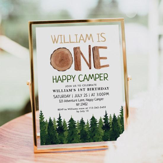 One Happy Camper Wood Boys 1st Birthday