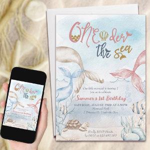 Oneder the Sea Mermaid Watercolor 1st Birthday