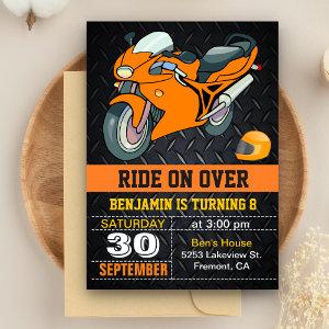Orange Motorcycle Racing Kids Birthday