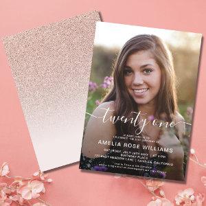 Personalized Photo 21st Birthday Party Rose Gold