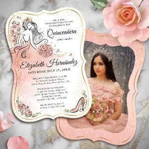 Photo Pink and Gold Princess Quinceanera Birthday