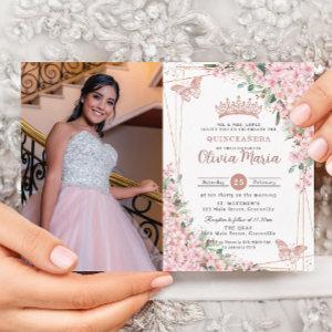 Pink Cherry Blossoms Rose Gold Quinceañera Photo