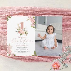 Pink Floral Little Miss Onederful 1st Birthday