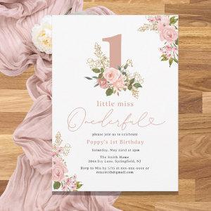 Pink Floral Little Miss Onederful 1st Birthday