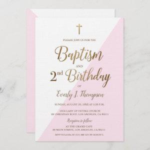 Pink Gold Cross Baptism 2nd Birthday