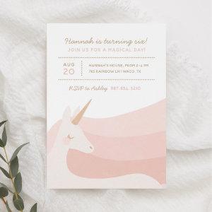 Pink Gold Unicorn Watercolor Girl Birthday Party I