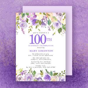 Pretty Purple Floral 100th Birthday Party