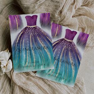 Purple Aqua Teal Ombre Mermaid Dress Quinceanera