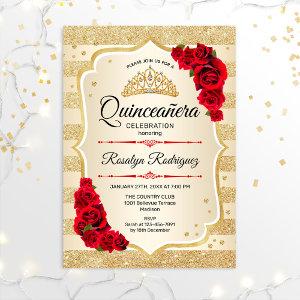Quinceanera - Gold Stripes Red