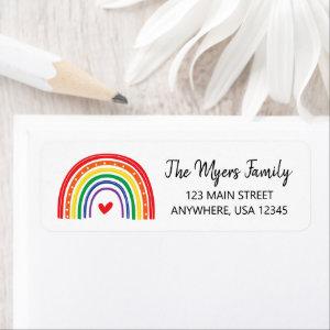Rainbow birthday invite Return Address Label