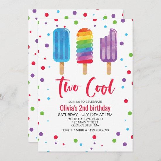Rainbow Ice Pops Two Cool 2nd Birthday