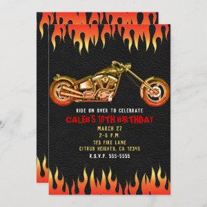 Red & Orange Fire Flames Motorcycle Bike Birthday