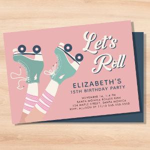 Retro Pink Teal Roller Skate Birthday Party
