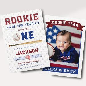 Rookie of the Year 1st Birthday Baseball Photo