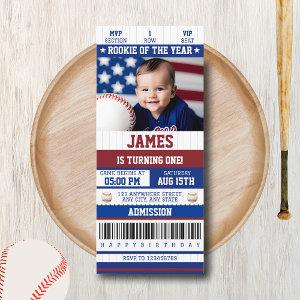 Rookie of the Year 1st Birthday Baseball Ticket
