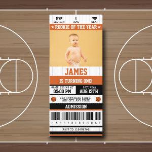 Rookie of the Year 1st Birthday Basketball Ticket