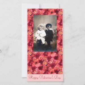 ROSE FIELD ,bright vibrant  red  pink Holiday Card