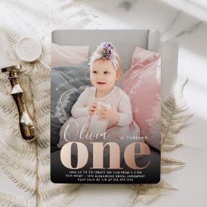 Rose Gold ONE First Birthday Party Photo Foil