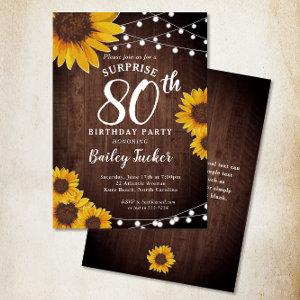 Rustic Sunflower & Lights Surprise 80th Birthday