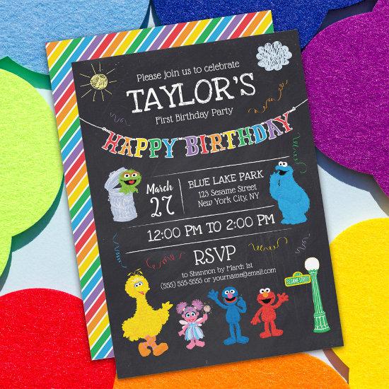 Sesame Street Pals Chalkboard Rainbow 1st Birthday