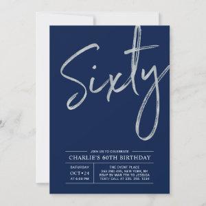 Sixty | Modern Silver Brush 60th Birthday Party