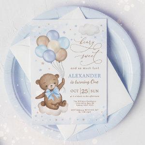 Soft Blue Teddy Bear Balloons Birthday Boy Party