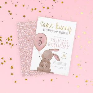 Some Bunny Watercolor Pink & Gold Birthday Party