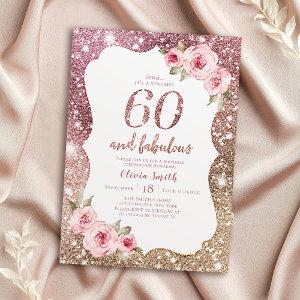 Sparkle rose gold glitter and floral 60th birthday