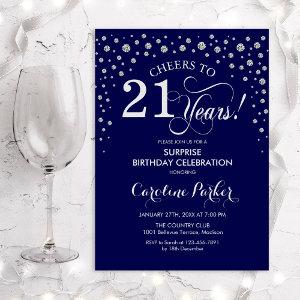Surprise 21st Birthday Party - Navy Silver