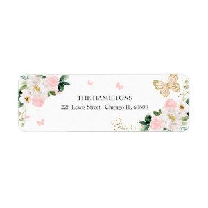 Sweet 16 Blush Floral Butterfly Label