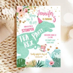 Tea Rex Dinosaur Par-Tea Pink Mint Gold Birthday