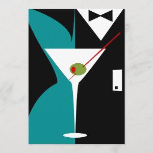 Teal and Black Art Deco Cocktail Birthday Party
