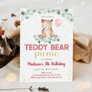 Teddy Bear Picnic Greenery Floral Birthday