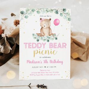 Teddy Bear Picnic Pink Floral Birthday
