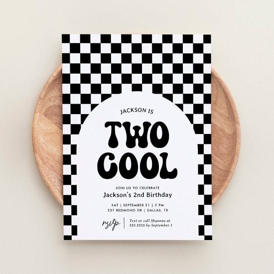 Two Cool Black and White Checker 2nd Birthday