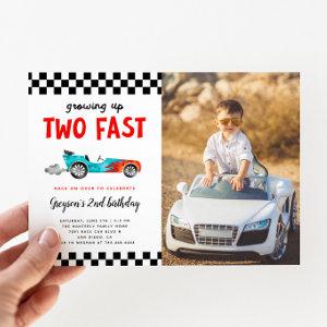 Two Fast Race Car Boy 2nd Birthday Party Photo